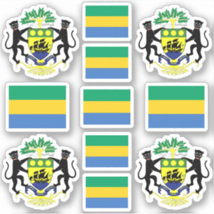 Gabunische Nationalsymbole / Wappen und Flagge Aufkleber