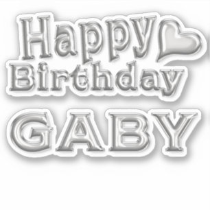 Gaby Happy Birthday silver Aufkleber Sticker