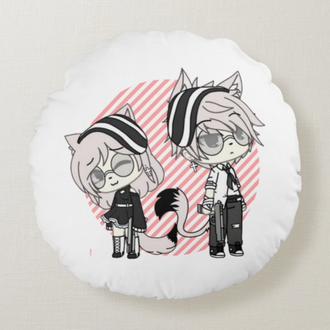 gacha, gacha life, gacha club, game, anime, rundes kissen (Vorderseite)