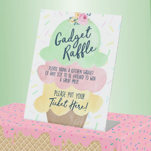 Gadget Raffle Ice Creme Brautparty Sockelschild