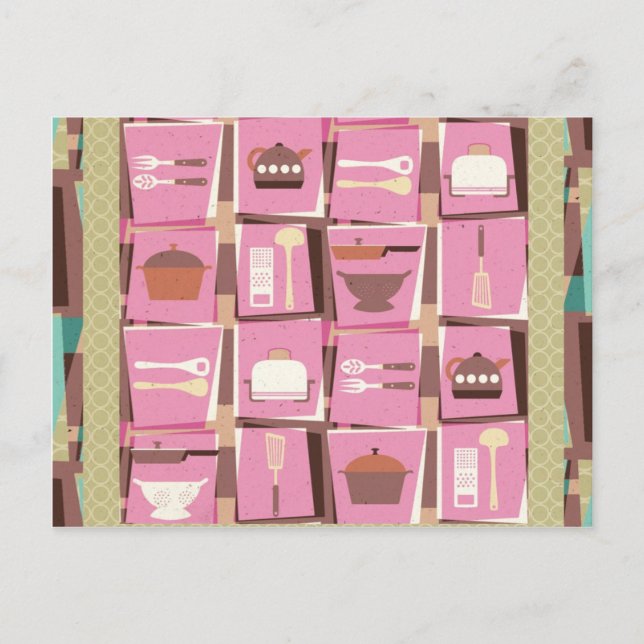 Gadgets de cuisine - Carte postale rose (ou carte  (Devant)