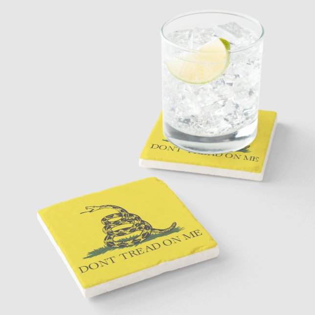 Gadsden Flag (Don't Tread on Me) (Schlangenflagge) Steinuntersetzer (Seitenansicht)