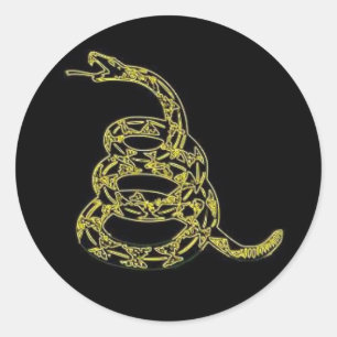 Gadsden-Flagge, treten nicht auf mir, schwarzer Runder Aufkleber