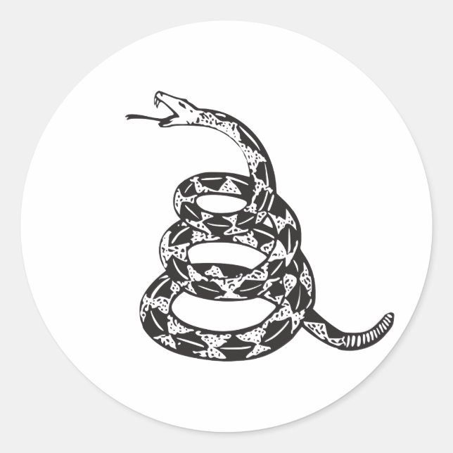 Gadsden Snake - Schwarz Runder Aufkleber (Vorderseite)