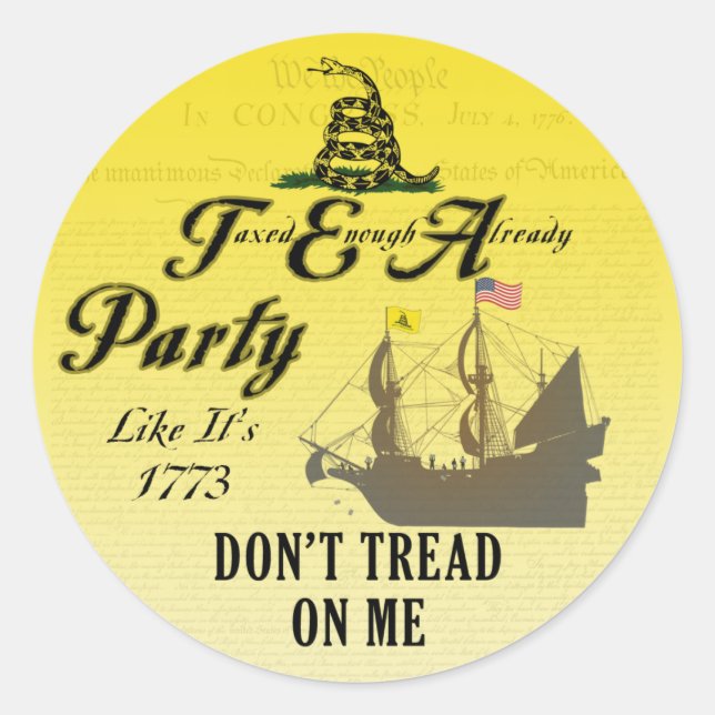 Gadsden - Tee-Party, als wäre es 1773 Stickers (Vorderseite)