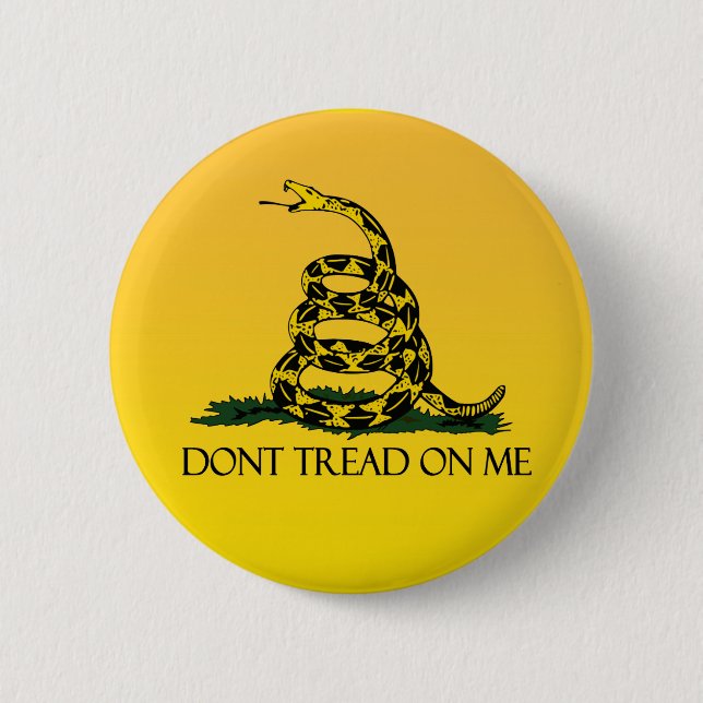 Gadsdenflagge, gelber Hintergrund Button (Vorderseite)