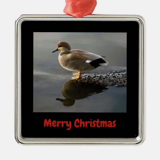 Gadwell Duck Frohe Weihnachten Gerahmte Metallverz Ornament Aus Metall (Vorne)