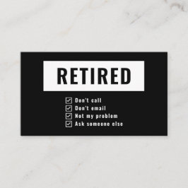 Gag Spaß Funny Retirement Ruhestand nicht mein Pro Visitenkarte