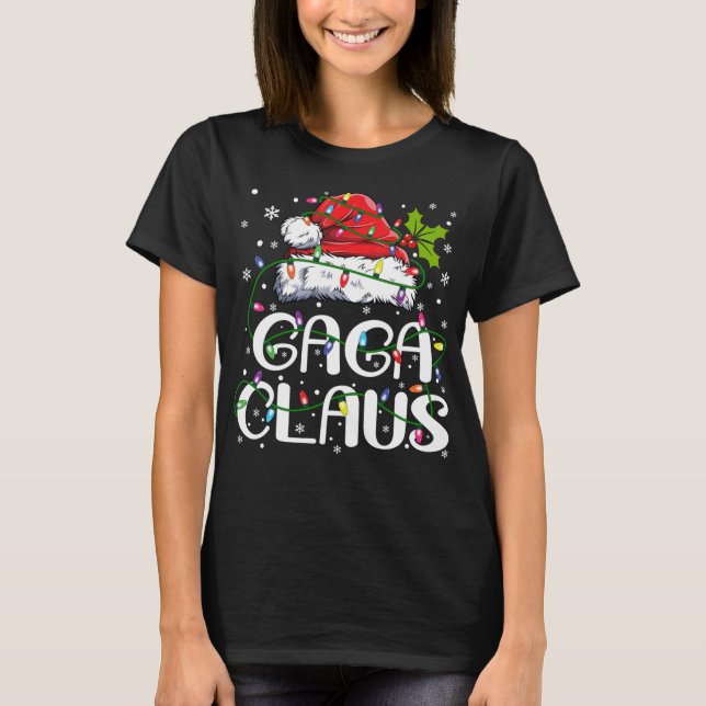Gaga Claus Weihnachtslicht Pajama Familie Matching T-Shirt (Vorderseite)