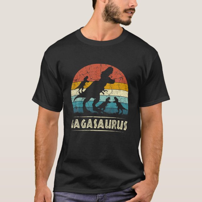 Gaga Dinosaur Gagasaurus 3 Drei Kinder Sonnenmutte T-Shirt (Vorderseite)
