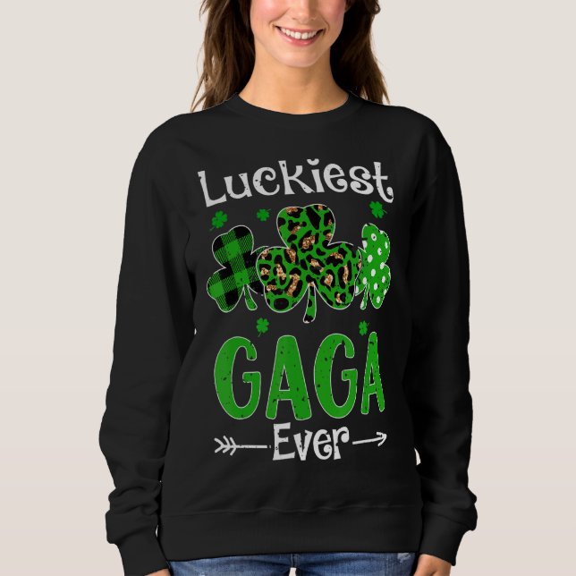 Gaga Ever Patricks Day Kleeblatt Leopard P Sweatshirt (Vorderseite)