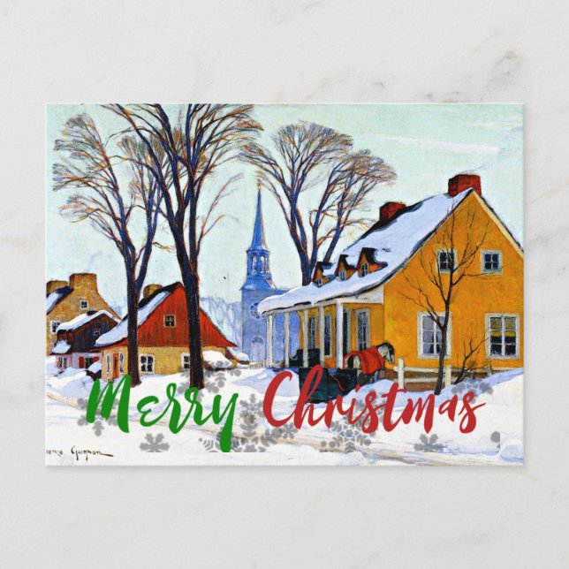 Gagnon-Winter Morning, Baie-Saint Paul, Weihnachte Postkarte (Vorderseite)