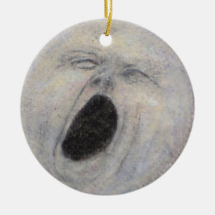 Gähnender Mann in der Mond-Keramik-Verzierung Keramik Ornament