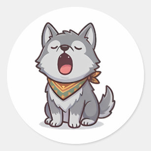 Gähnender Wolf Runder Aufkleber