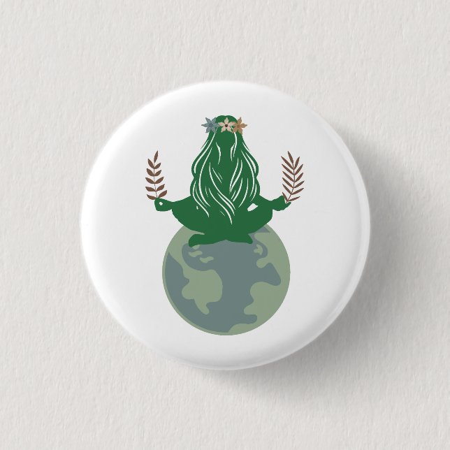 Gaia Earth Goddess, Mutter Erde, Planet Erde Button (Vorderseite)