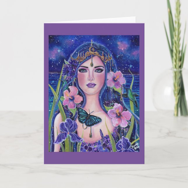 Gaia Göttin mit Kolibris von Renee Lavoie Karte (Vorderseite)