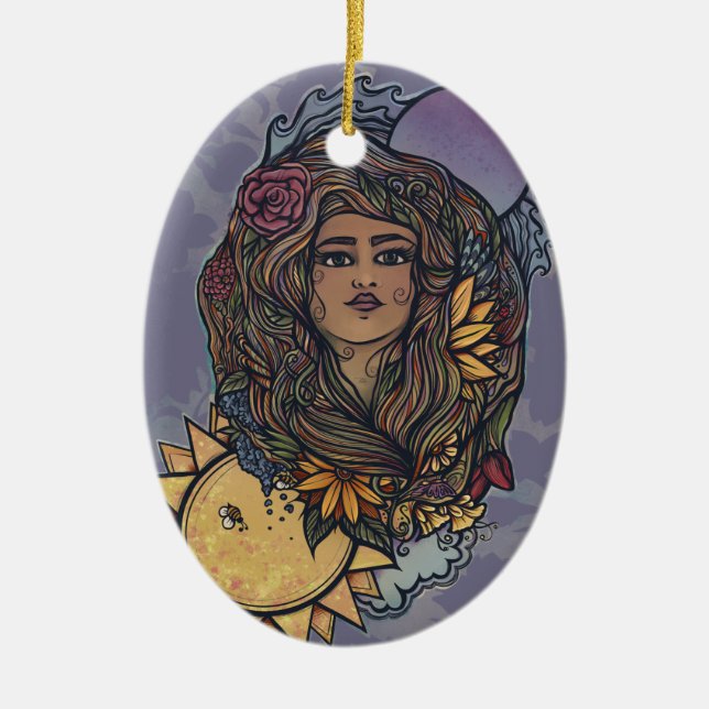 Gaia Mutter Erde Göttin Tarot der Welt Keramik Ornament (Vorne)