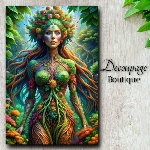 Gaia's Erwachen Lebendige Natur Göttin Decoupage Seidenpapier