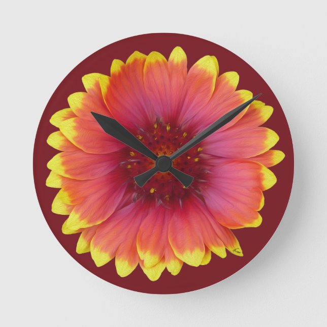 Gaillardia 1 runde wanduhr (Vorderseite)