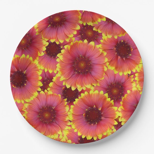 Gaillardia Seamless Pattern Pappteller (Vorderseite)