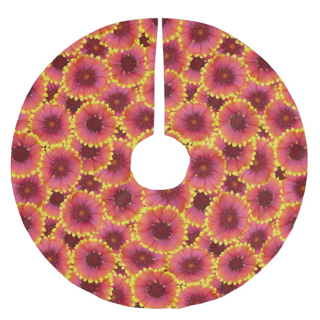 Gaillardia Seamless Pattern Polyester Weihnachtsbaumdecke (Vorderseite)