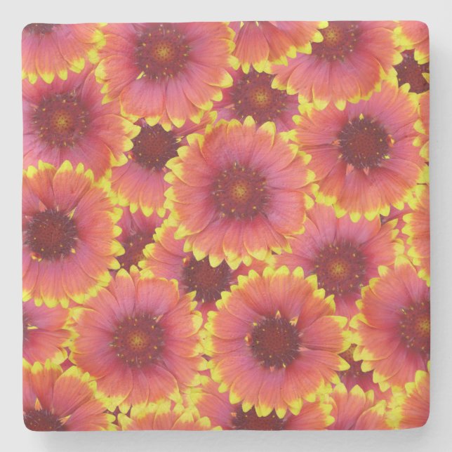 Gaillardia Seamless Pattern Steinuntersetzer (Vorderseite)