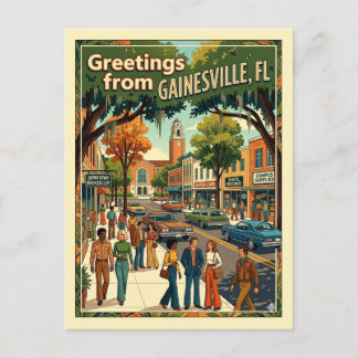 Gainesville FL Grüße Retro inspiriert von den 1970 Postkarte