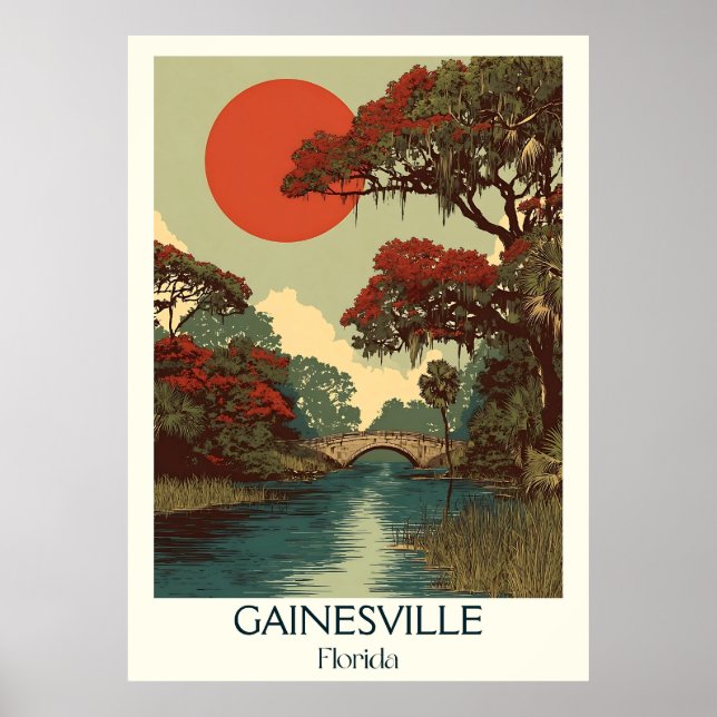 Gainesville Florida Vintage Natur Poster (Vorne)