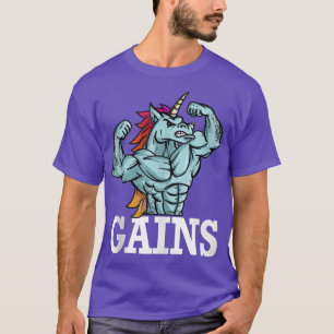 Gains Weightlift Unicorn Fitness Gym Geschenk  T-Shirt