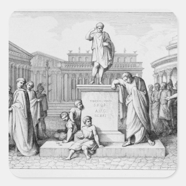 Gaius Gracchus weinte vor dem Vater Quadratischer Aufkleber (Vorderseite)
