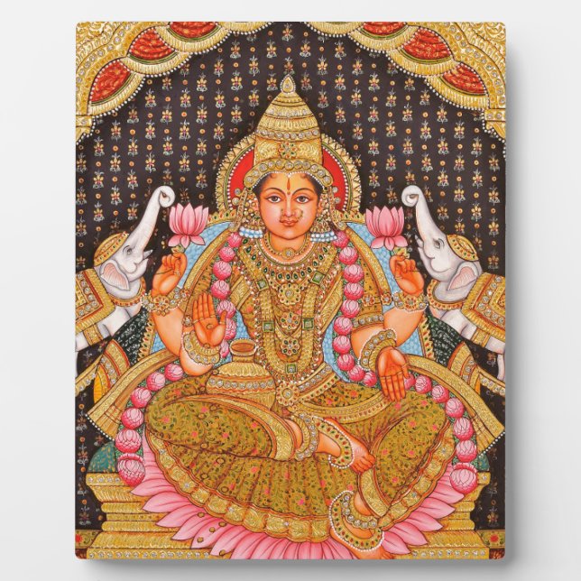 GAJA LAKSHMI INTRICATE TANJORE MALERIERUNG {SÜDIND FOTOPLATTE (Vorderseite)