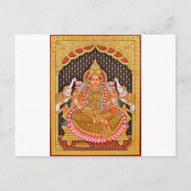 GAJA LAKSHMI INTRICATE TANJORE MALERIERUNG {SÜDIND POSTKARTE (Vorderseite)