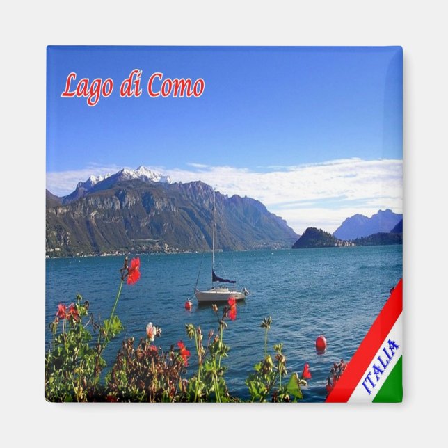 GAL061 LAKE COMO, View, Italien, Kühlschrank Magnet (Vorne)