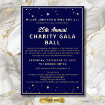 Gala Ball Stille Auktion Elegante Marine Blue Gold