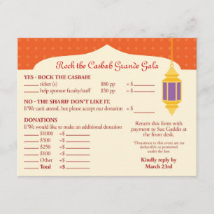 Gala de collecte de fonds Marocaine RSVP Card