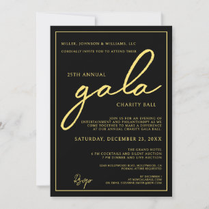 Gala-Event Charity-Fundraising-Elegant Schwarz Gol Einladung