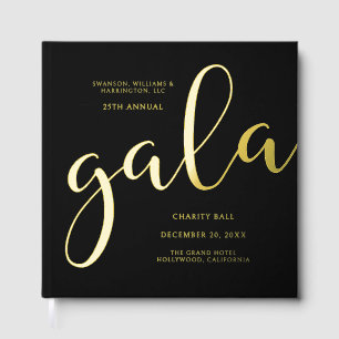 Gala-Event Charity-Fundraising Elegant Schwarz Gol Gästebuch