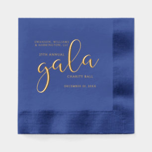 Gala-Event Charity-Fundraising Elegantes Blau Gold Servietten Mit Folie