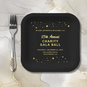 Gala Event Wohltätigkeit Ball Fundraiser Black Gol Pappteller