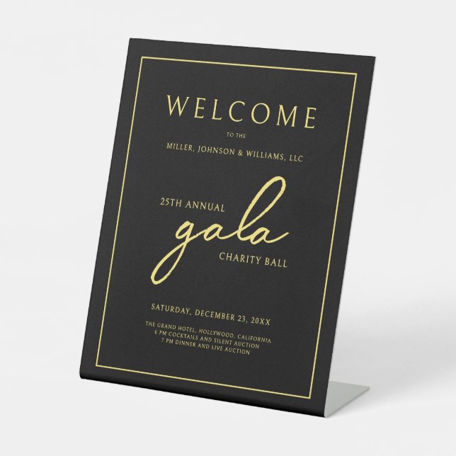 Gala Event Wohltätigkeit Fundraiser Black Gold Wil Sockelschild (Vorderseite)