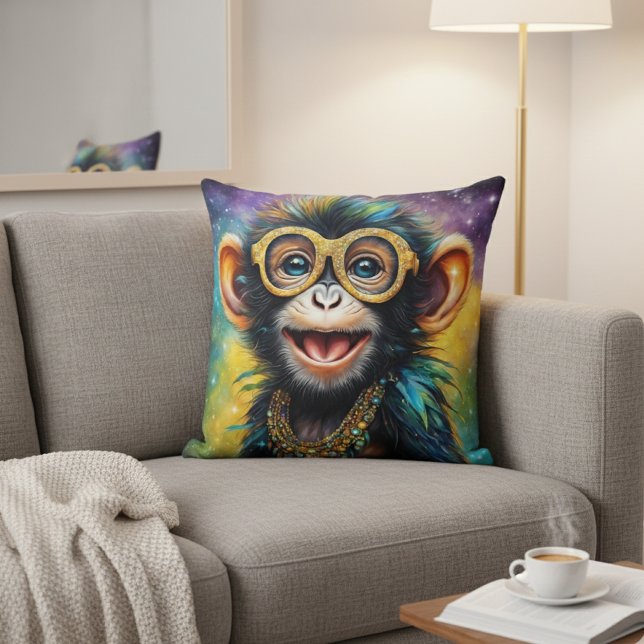 Galactic Charm Monkey Throw Cushion Kissen (Von Creator hochgeladen)