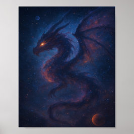 Galactic Dragon Nebula Fantasy Poster