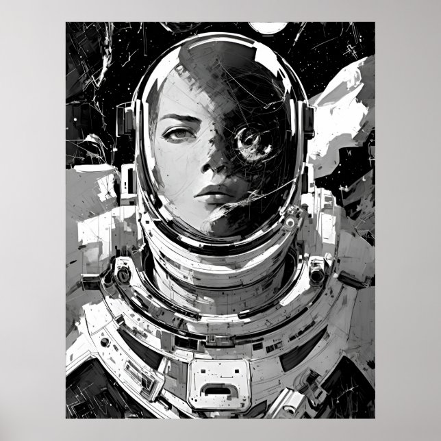 Galactic Dreamer: Astronautenmädchen Poster (Vorne)