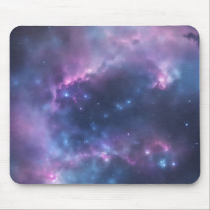 Galactic Dreams Soft Watercolor Splash on Blue Mousepad