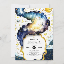 Galactic Editable Space Birthday Einladung