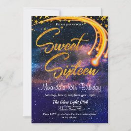 Galactic Glow Light 16 . Geburtstag Geburtstagspar Einladung