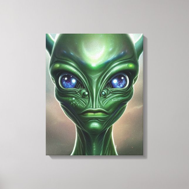 Galactic Green Alien Canvas Print Leinwanddruck (Vorderseite)