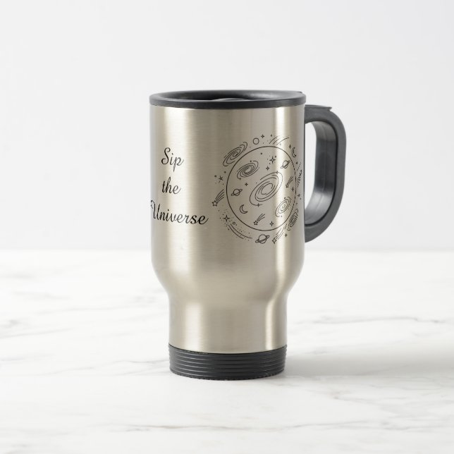 Galactic Minimalist Tumbler – Customizable Text  Reisebecher (VorderseiteRechts)