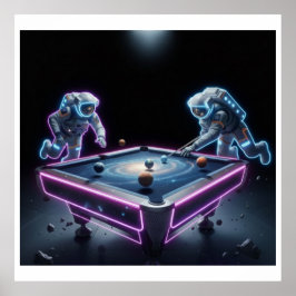 Galactic Pool Night – Astronauts Playing Cosmic Bi Poster