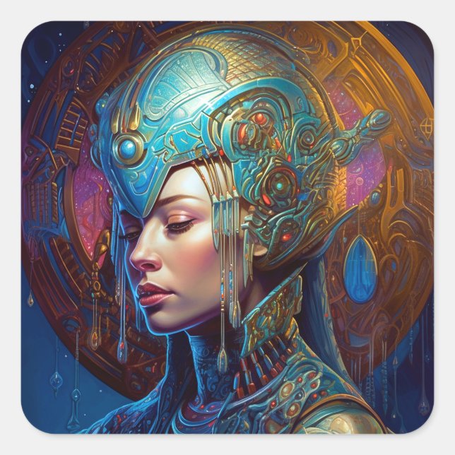 Galactic Queen Science Fiction Fantasy Quadratischer Aufkleber (Vorderseite)